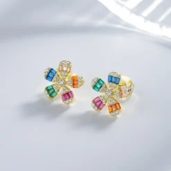 1 Pair Elegant Basic Flower Sterling Silver Inlay Zircon Ear Studs -Deals Glis Jewel Store 1650766554192809984