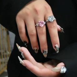 Elegant Luxurious Classic Style Heart Shape Sterling Silver Inlay High Carbon Diamond Rings -Deals Glis Jewel Store 1650766974453682176