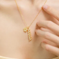 Wholesale Casual MAMA Classic Style Letter Sterling Silver Zircon Pendant Necklace -Deals Glis Jewel Store 1651757810607853568