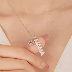 Wholesale Casual MAMA Classic Style Letter Sterling Silver Zircon Pendant Necklace