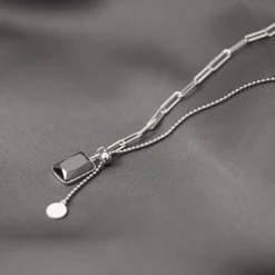 Wholesale Simple Style Streetwear Geometric Sterling Silver Agate Pendant Necklace -Deals Glis Jewel Store 1651788683340288000