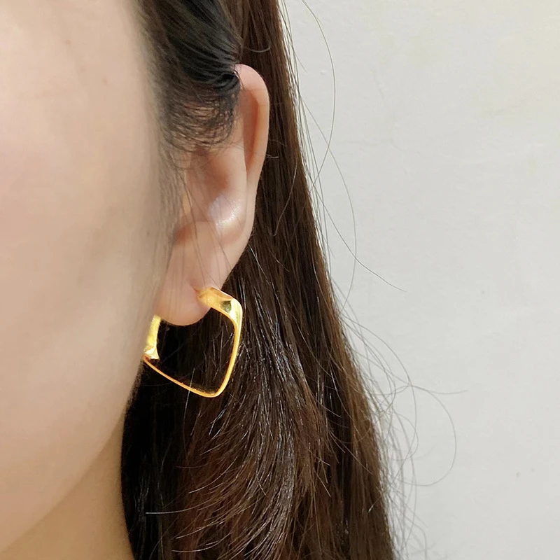 1 Pair Simple Style Square Sterling Silver Plating Hoop Earrings 2 1 Pair Simple Style Square Sterling Silver Plating Hoop Earrings - Image 2