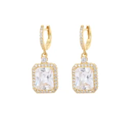1 Pair Luxurious Square Sterling Silver Inlay Zircon Drop Earrings -Deals Glis Jewel Store 1651789869799837696