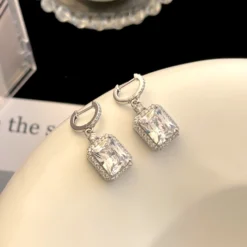 1 Pair Luxurious Square Sterling Silver Inlay Zircon Drop Earrings -Deals Glis Jewel Store 1651789870122799104 1