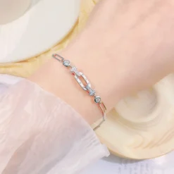 Wholesale Simple Style Geometric Sterling Silver 14K Gold Plated Rhodium Plated Zircon Bracelets -Deals Glis Jewel Store 1652129182001532928