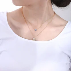 Wholesale Simple Style Devil'S Eye Sterling Silver Rhinestones Layered Necklaces -Deals Glis Jewel Store 1652242943597219840