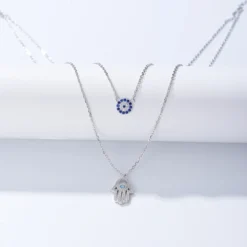 Wholesale Simple Style Devil'S Eye Sterling Silver Rhinestones Layered Necklaces -Deals Glis Jewel Store 1652242948441640960