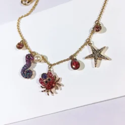 Vacation Simple Style Crab Alloy Plating Inlay Artificial Gemstones Women'S Bracelets