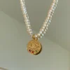 Simple Style Round Freshwater Pearl Copper Beaded Pendant Necklace