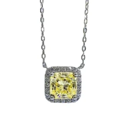 Simple Style Square Sterling Silver Plating Inlay High Carbon Diamond Pendant Necklace -Deals Glis Jewel Store 1655412711749718016
