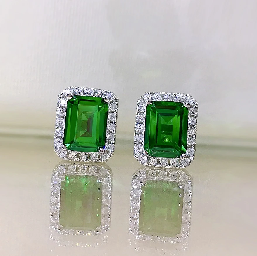1 Pair Elegant Retro Square Sterling Silver Inlay Zircon Ear Studs 6 1 Pair Elegant Retro Square Sterling Silver Inlay Zircon Ear Studs - Image 6