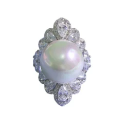 Wholesale Elegant Classic Style Oval Sterling Silver Artificial Pearls Zircon Rings -Deals Glis Jewel Store 1655413134715916288