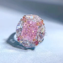 Sweet Oval Sterling Silver Inlay High Carbon Diamond Rings