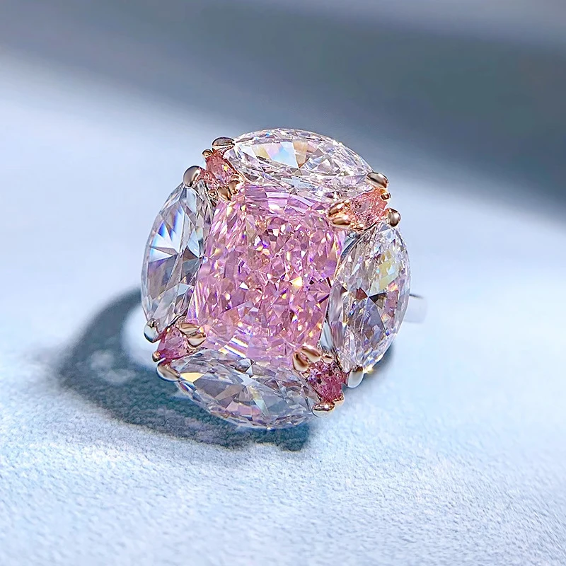 Sweet Oval Sterling Silver Inlay High Carbon Diamond Rings