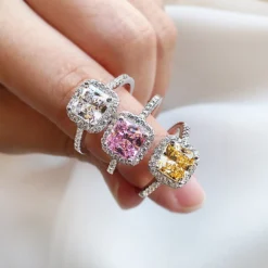 Wholesale Simple Style Square Sterling Silver Zircon Rings -Deals Glis Jewel Store 1655413691782402048