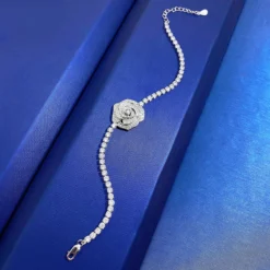 Wholesale Elegant Flower Sterling Silver Plating Inlay High Carbon Diamond Bracelets -Deals Glis Jewel Store 1655413880878403584