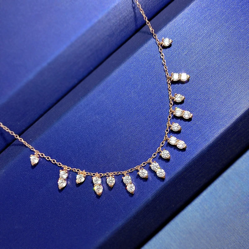 Glam Geometric Sterling Silver Inlay High Carbon Diamond Necklace 5 Glam Geometric Sterling Silver Inlay High Carbon Diamond Necklace - Image 5