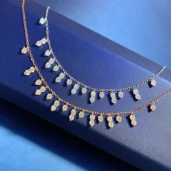 Glam Geometric Sterling Silver Inlay High Carbon Diamond Necklace