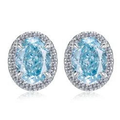 1 Pair Sweet Oval Sterling Silver Inlay High Carbon Diamond Ear Studs 7 1 Pair Sweet Oval Sterling Silver Inlay High Carbon Diamond Ear Studs -Deals Glis Jewel Store 1655415977413840896