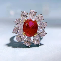 Wholesale Elegant Oval Water Droplets Sterling Silver Zircon Rings