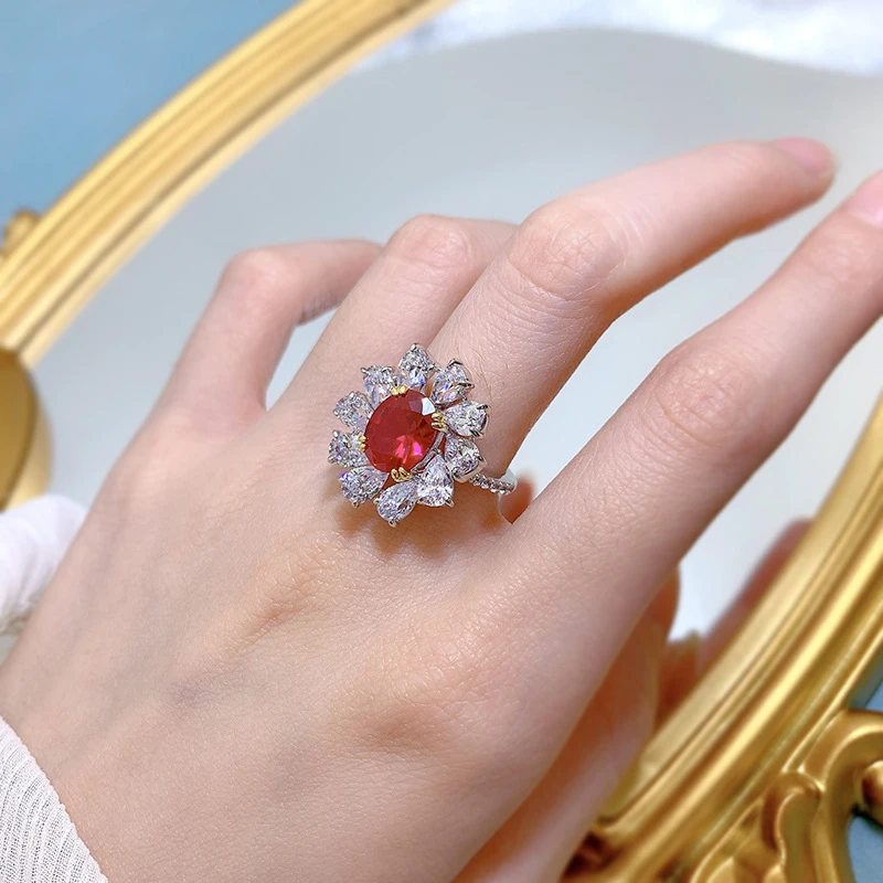 Wholesale Elegant Oval Water Droplets Sterling Silver Zircon Rings 5 Wholesale Elegant Oval Water Droplets Sterling Silver Zircon Rings - Image 5