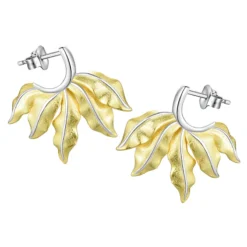 1 Pair Elegant Pastoral Leaf Plating Sterling Silver Earrings -Deals Glis Jewel Store 1655519439719895040