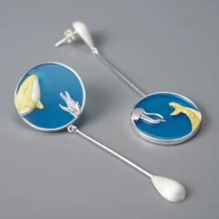 1 Pair Elegant Original Design Jellyfish Whale Inlay Sterling Silver Agate Drop Earrings -Deals Glis Jewel Store 1655519935578902528 1