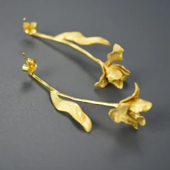 1 Pair Sweet Simple Style Leaf Flower Plating Sterling Silver Drop Earrings -Deals Glis Jewel Store 1655521426905632768