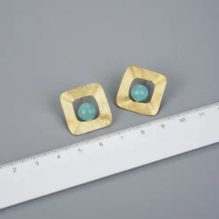 1 Pair Simple Style Square Inlay Sterling Silver Natural Stone Ear Studs -Deals Glis Jewel Store 1655521735568658432
