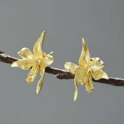 1 Pair Chinoiserie Pastoral Flower Plating Sterling Silver Ear Studs -Deals Glis Jewel Store 1655522451662180352 1