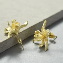 1 Pair Chinoiserie Pastoral Flower Plating Sterling Silver Ear Studs -Deals Glis Jewel Store 1655522533723738112