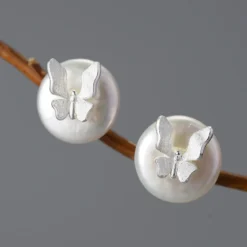 1 Pair Simple Style Butterfly Plating Freshwater Pearl Sterling Silver Ear Studs 7 1 Pair Simple Style Butterfly Plating Freshwater Pearl Sterling Silver Ear Studs -Deals Glis Jewel Store 1655523733709918208