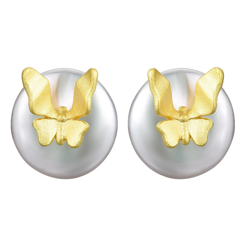 1 Pair Simple Style Butterfly Plating Freshwater Pearl Sterling Silver Ear Studs 4 1 Pair Simple Style Butterfly Plating Freshwater Pearl Sterling Silver Ear Studs - Image 4