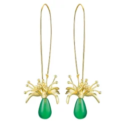 1 Pair Elegant Flower Inlay Sterling Silver Agate Drop Earrings -Deals Glis Jewel Store 1655523820355850240