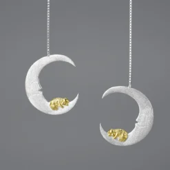 1 Pair Elegant Animal Moon Plating Sterling Silver Ear Line