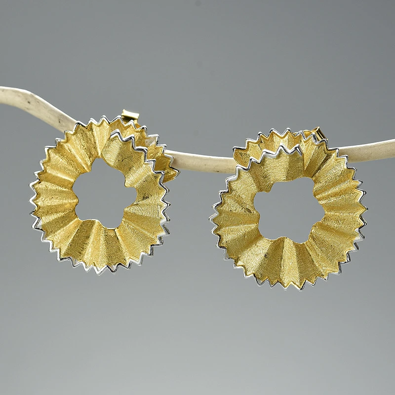 1 Pair Original Design Geometric Plating Sterling Silver Ear Studs 5 1 Pair Original Design Geometric Plating Sterling Silver Ear Studs - Image 5