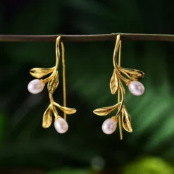 1 Pair Elegant Flower Inlay Sterling Silver Freshwater Pearl Earrings