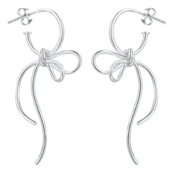 1 Pair Simple Style Bow Knot Plating Sterling Silver Drop Earrings -Deals Glis Jewel Store 1655526016464064512