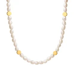 Elegant Geometric Freshwater Pearl Titanium Steel Beaded Plating 18K Gold Plated Necklace -Deals Glis Jewel Store 1655860421845979136