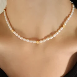Elegant Geometric Freshwater Pearl Titanium Steel Beaded Plating 18K Gold Plated Necklace -Deals Glis Jewel Store 1655860421988585472