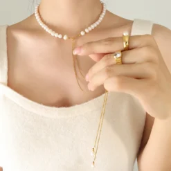 Elegant Baroque Style Round Freshwater Pearl Titanium Steel Beaded Plating 18K Gold Plated Sweater Chain 14 Elegant Baroque Style Round Freshwater Pearl Titanium Steel Beaded Plating 18K Gold Plated Sweater Chain -Deals Glis Jewel Store 1655864757623853056