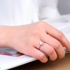 Wholesale Romantic Shiny Solid Color Sterling Silver GRA Inlay Moissanite Open Ring -Deals Glis Jewel Store 1657639843657814016