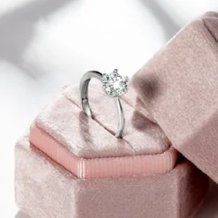 Wholesale Romantic Shiny Solid Color Sterling Silver GRA Inlay Moissanite Open Ring -Deals Glis Jewel Store 1657639843808808960