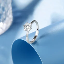Wholesale Romantic Shiny Solid Color Sterling Silver GRA Inlay Moissanite Open Ring -Deals Glis Jewel Store 1657639843959803904