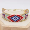 Vacation Color Block Rhombus Glass Rope Women'S Bracelets