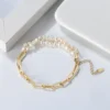 Wholesale Elegant Simple Style Round Sterling Silver Beaded Plating 14K Gold Plated White Gold Plated Bracelets