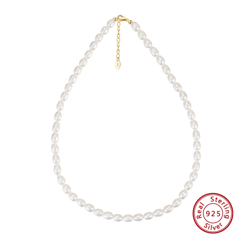 Elegant Simple Style Round Freshwater Pearl Sterling Silver Beaded Necklace 2 Elegant Simple Style Round Freshwater Pearl Sterling Silver Beaded Necklace - Image 2