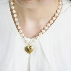 Elegant Heart Shape Stainless Steel Artificial Pearl Beaded Bracelets Earrings Necklace 11 Elegant Heart Shape Stainless Steel Artificial Pearl Beaded Bracelets Earrings Necklace -Deals Glis Jewel Store 1659105588963053568