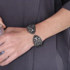 Retro Punk Animal Lion Stainless Steel Plating 18K Gold Plated Bangle -Deals Glis Jewel Store 1659519411796709376