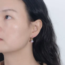 1 Pair Elegant Round Inlay Sterling Silver Natural Stone Zircon Drop Earrings -Deals Glis Jewel Store 1659770257730048000